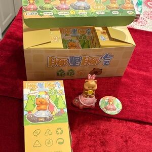 Rare Case 6 Capybara blind box bears sitting on opalescent turtles that light